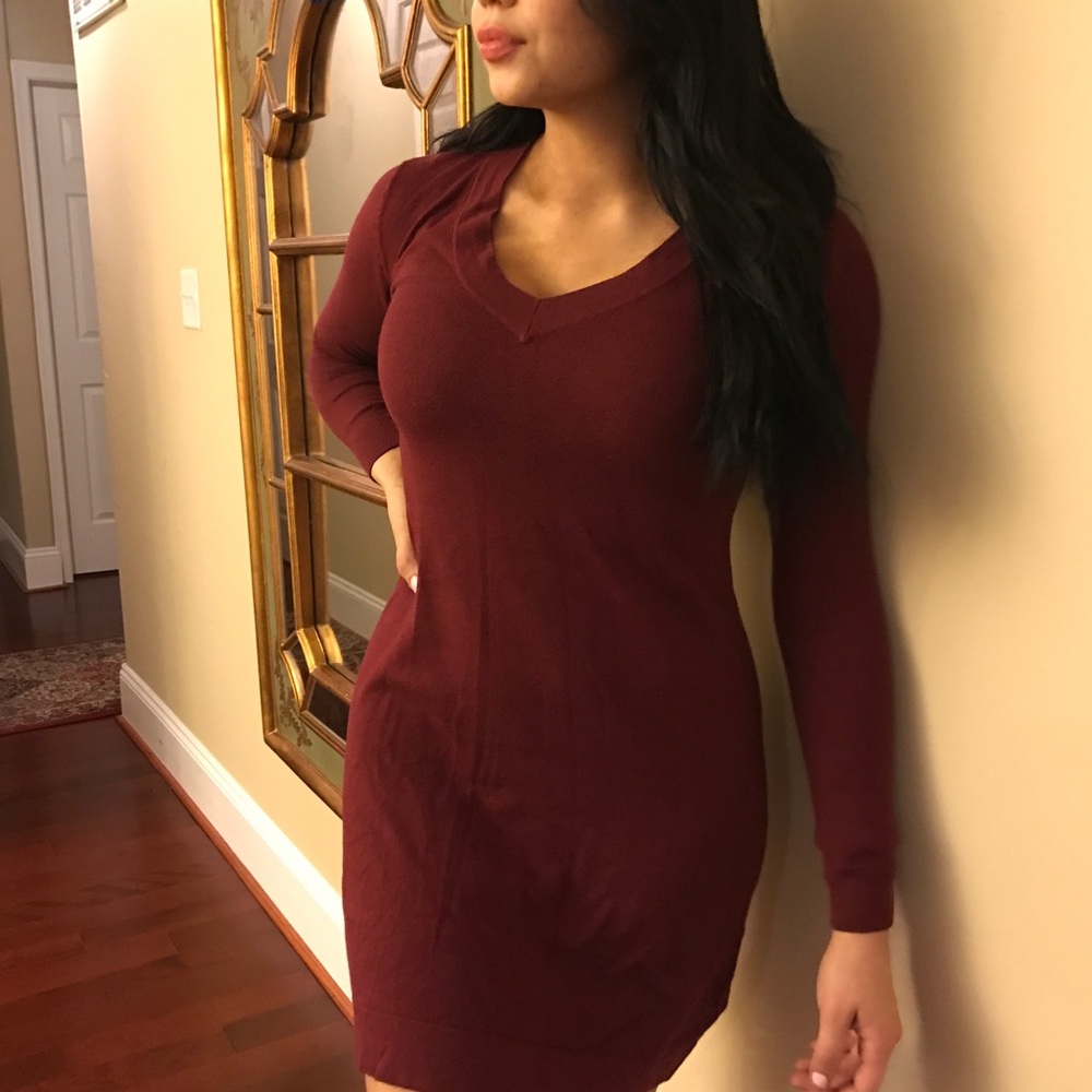 Banana Republic red sweater dress tight